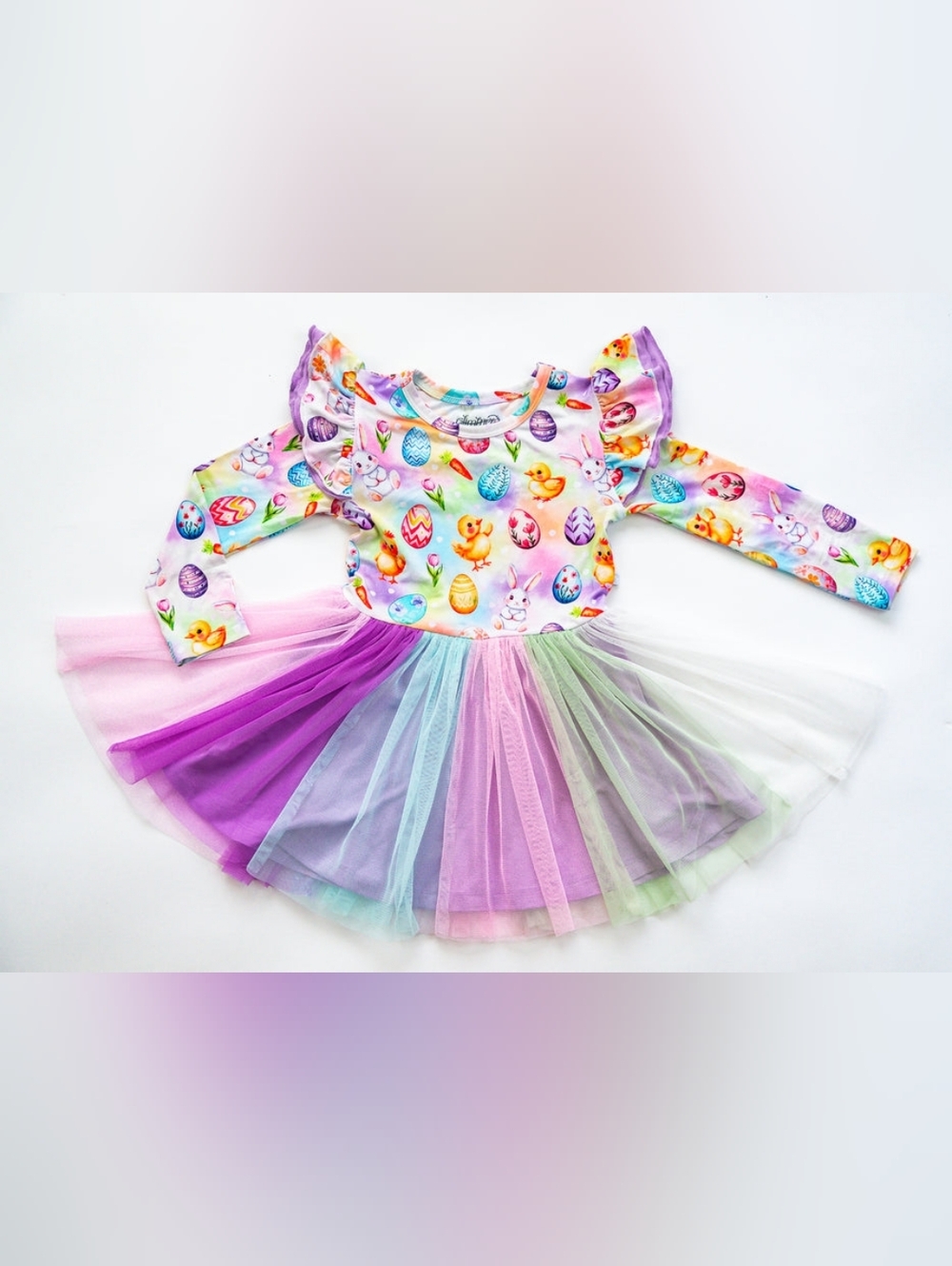 Glimmers Clothing Easter Eggstravaganza Twinkle Tulle Long Sleeve Dress Size 4T